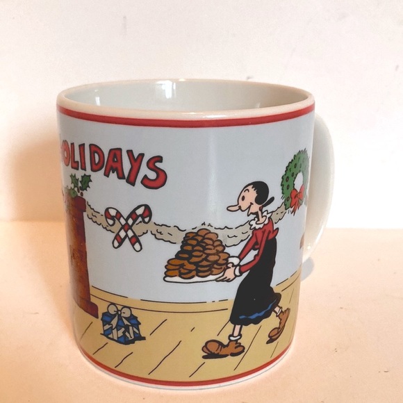Popeye Vintage 1991 Happy Holidays Presents Mug Cartoon Classic Mug 12 oz - Picture 5 of 10